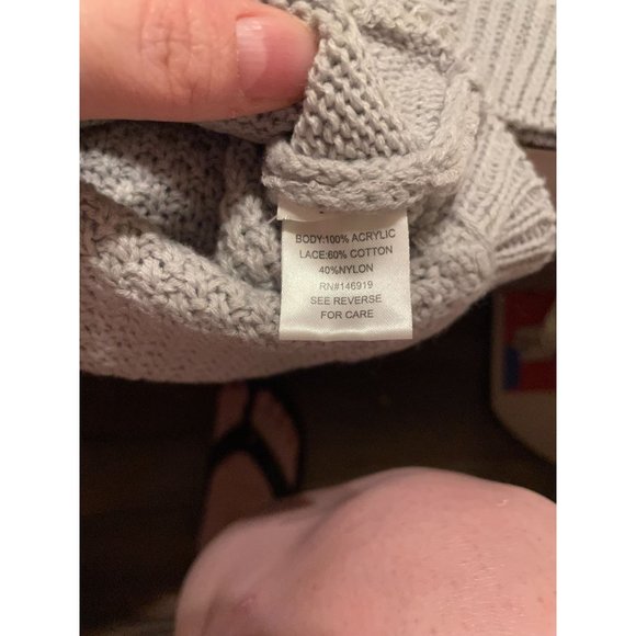 Women's size L Grey sweater with Lace front, Cloud Chaser - Picture 3 of 6